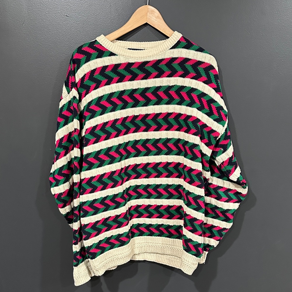 Gant Men's Crewneck Sweater in Cream, Green, and Pink